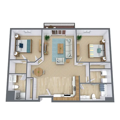 Floor plan Two Bedroom 22I