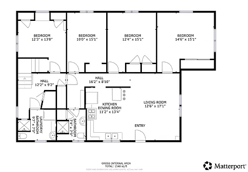 Floor plan 4 Bed and 2 Bath