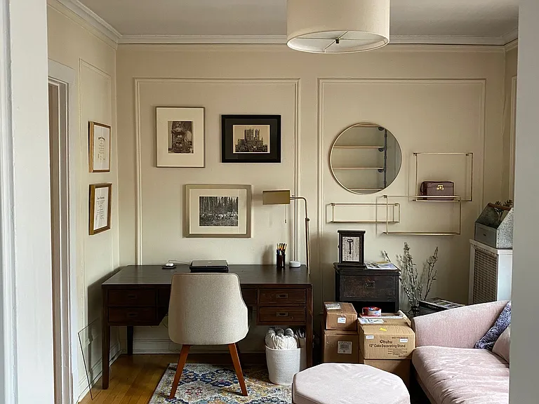 dining room set up as office