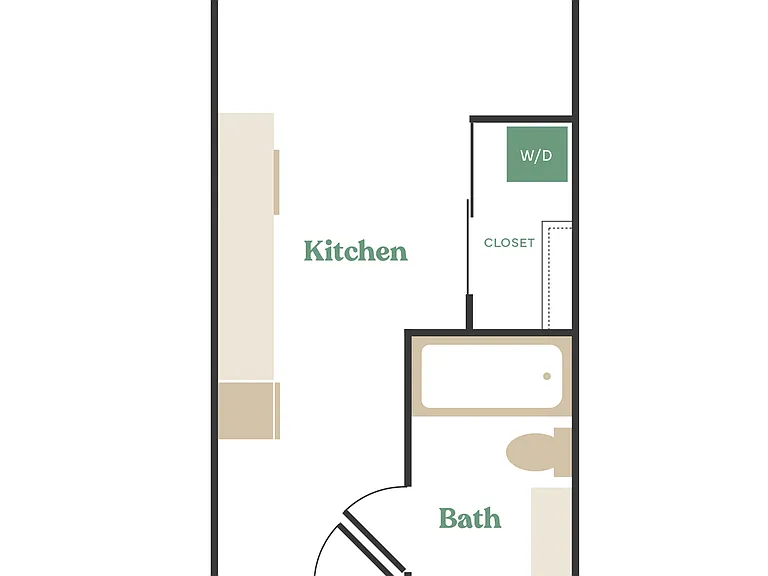 Studio, 1 Bath - Apt D Studio, 1 Bath - Apt D
