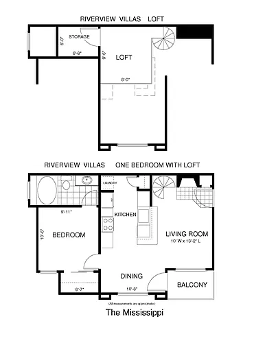 Floor plan One Bedroom Loft - Call for Availability