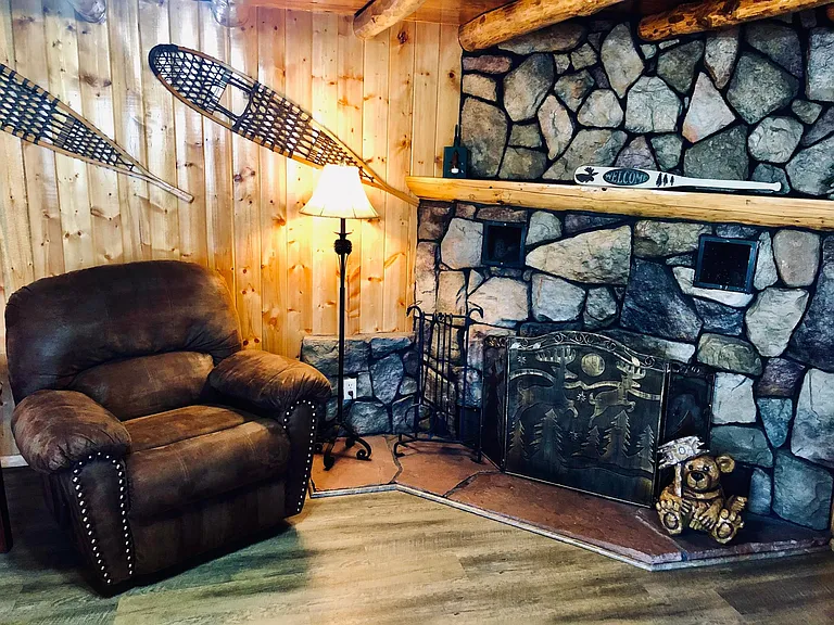 The wood burning fireplace can be used for relaxing.