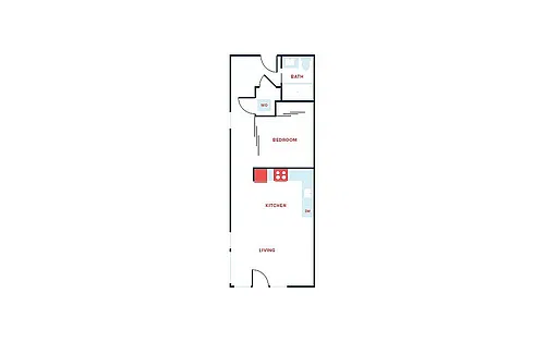 Floor plan Open 1 Bed, 1 Bath - Apt J (Income Qualified)
