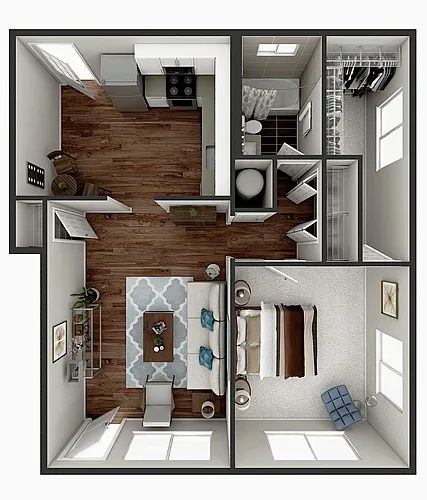 Floor plan 1x1 Renovated