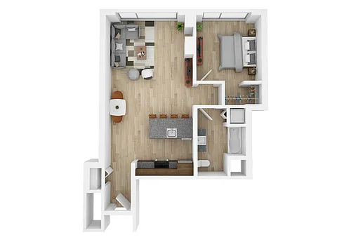 Floor plan One-Bedroom M