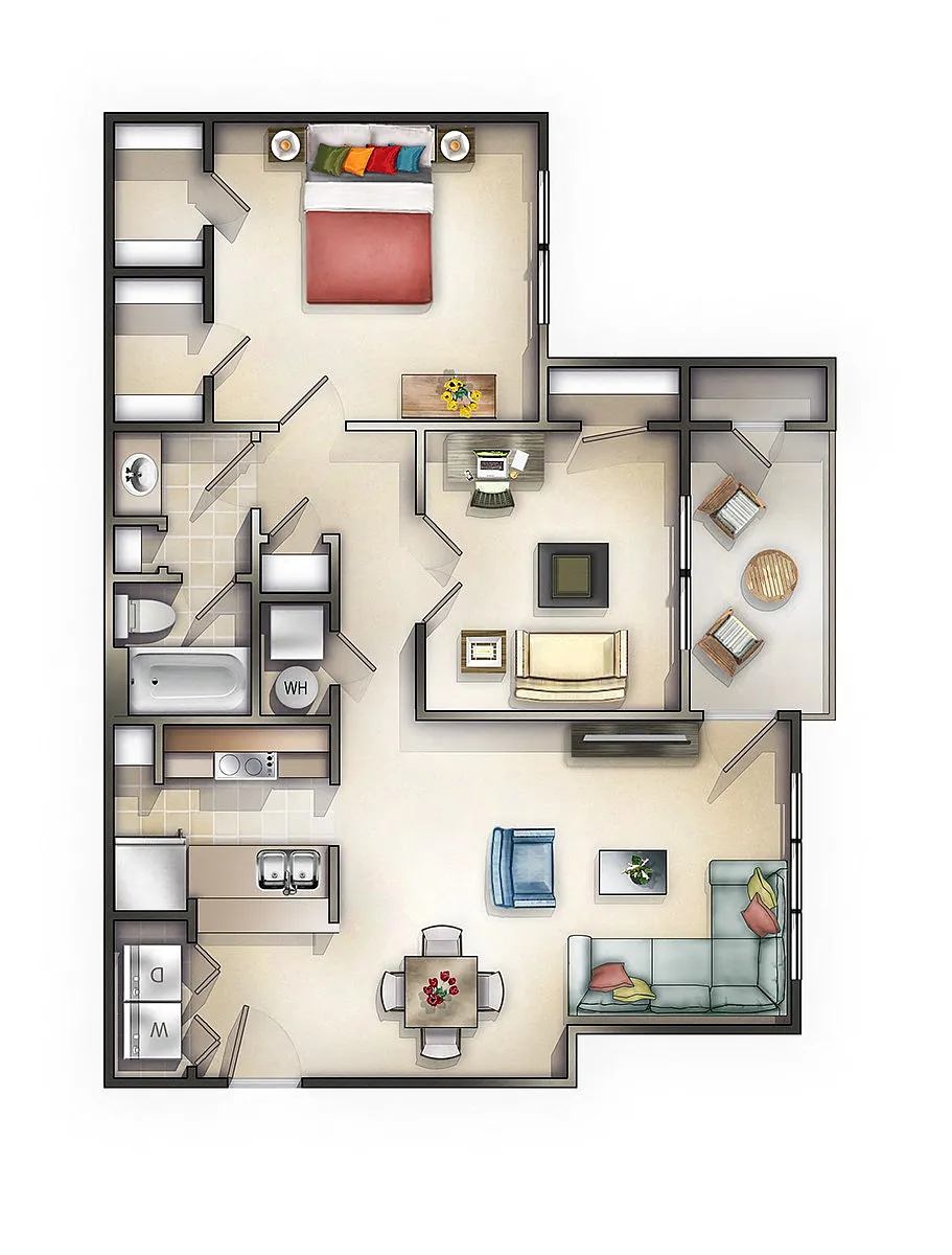 Floor plan 2 Bedroom 1 Bath