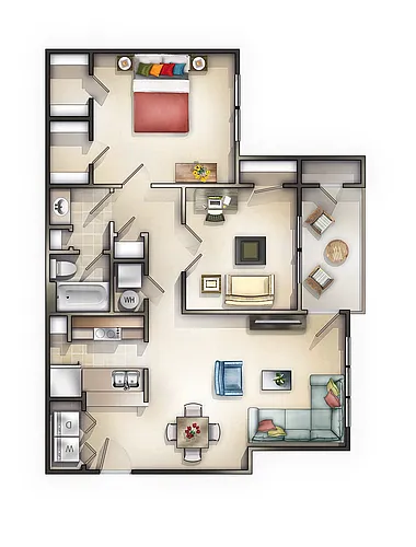 Floor plan 2 Bedroom 1 Bath