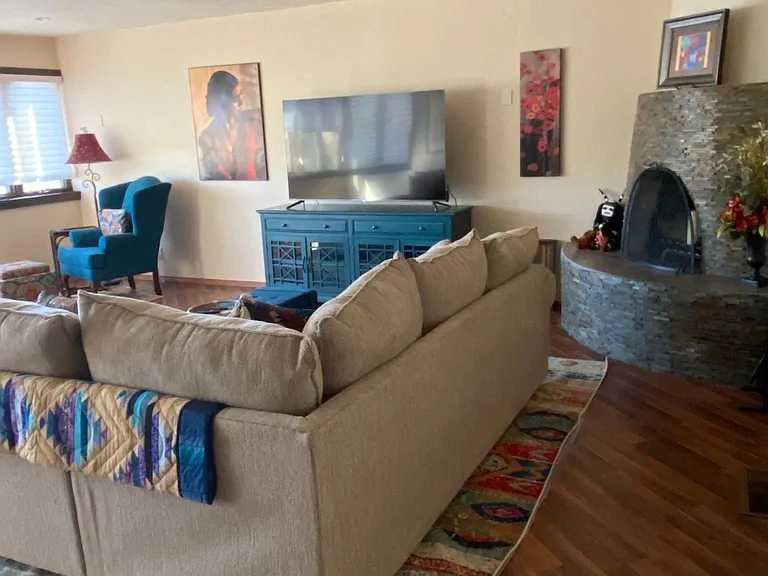 Living room with 65" Roku TV