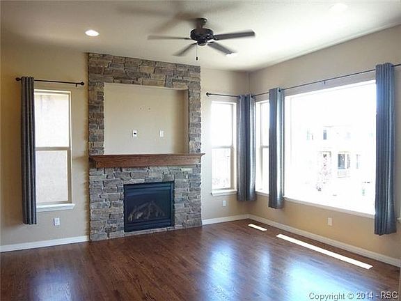 Bright family room with gas fire place
