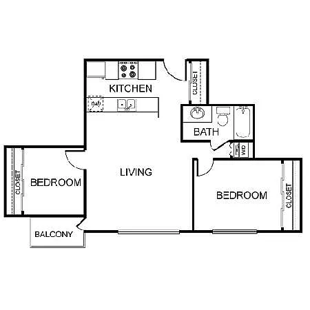 Floor plan 1 Bedroom 1 Bath Apartment