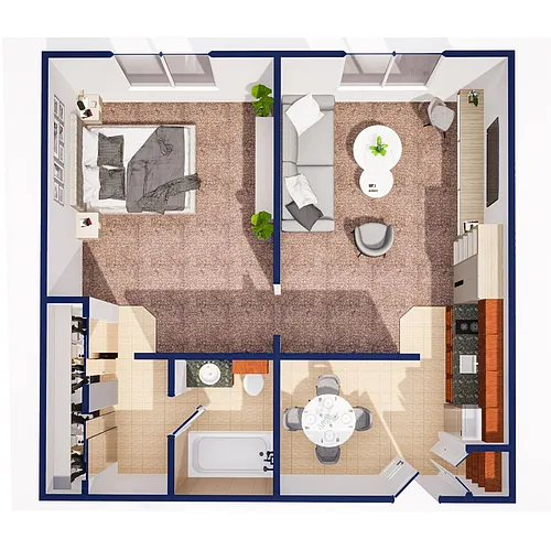 Floor plan 1 Bedroom Large