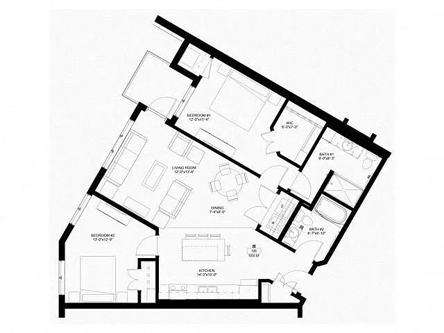 Floor plan Two Bedroom - E