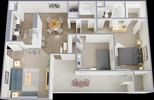 Floor plan 2 Bedroom 1.5 Bath B2