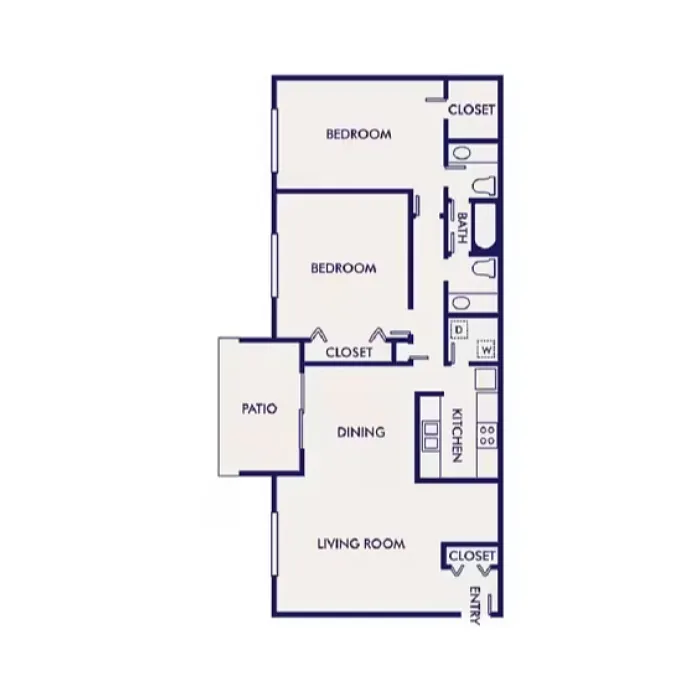 Floor plan D - 2 Bed 1.5 Bath