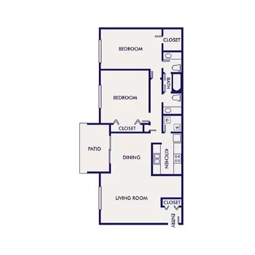 Floor plan D - 2 Bed 1.5 Bath