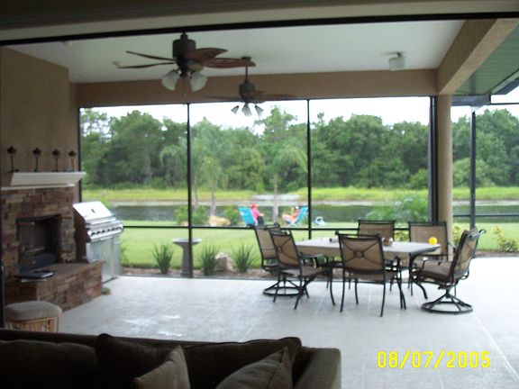 outdoor room with fireplace