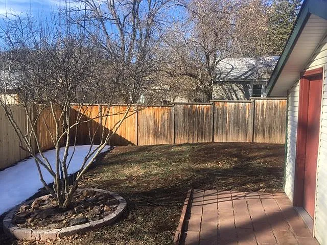 Backyard with privacy fence.