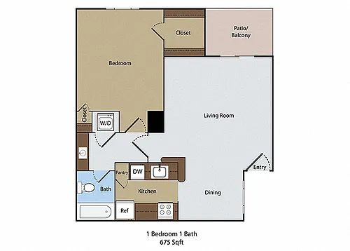 Floor plan 1 BR 1 BA