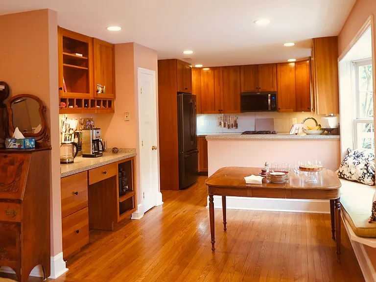 Facing the kitchen,