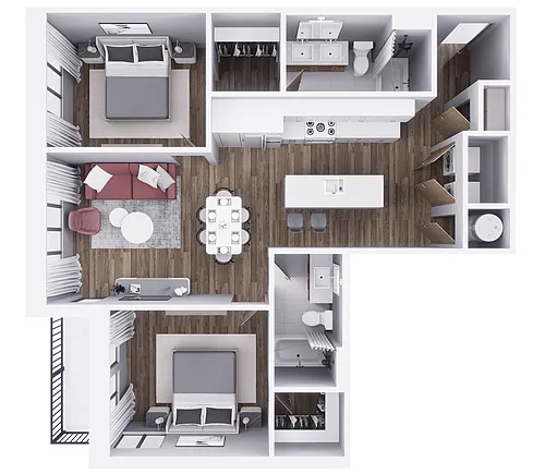 Floor plan 2 x 2 - B4 1088 SQ FT