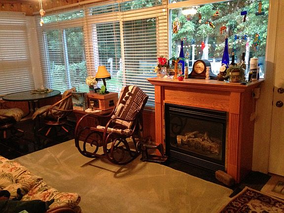 Sun porch with gas fireplace
