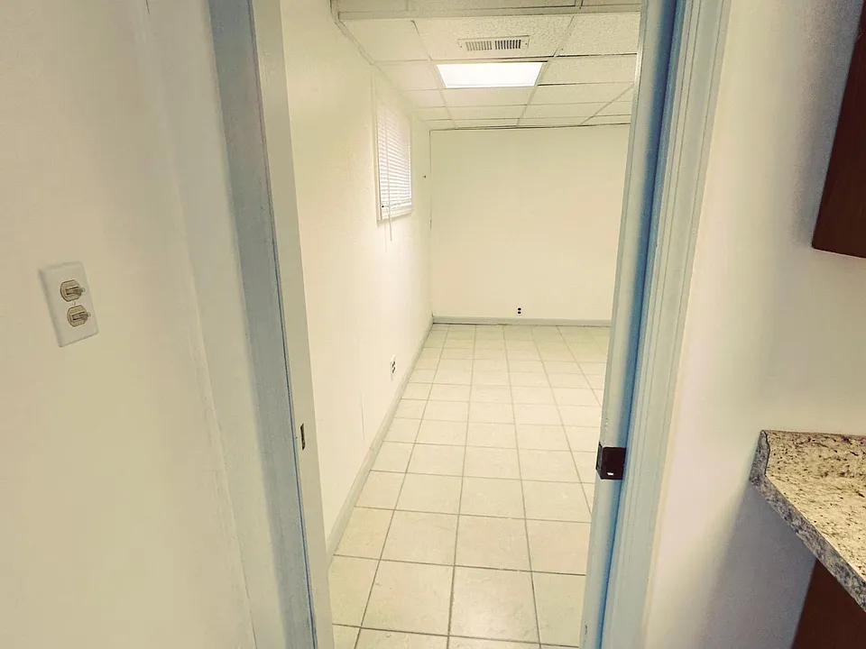 Entrance into studio with a sliding door for privacy.