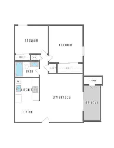 Floor plan 2 Bedroom 1 Bath