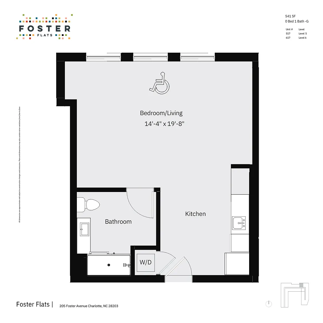 Floor plan 0 Bed 1 Bath - F