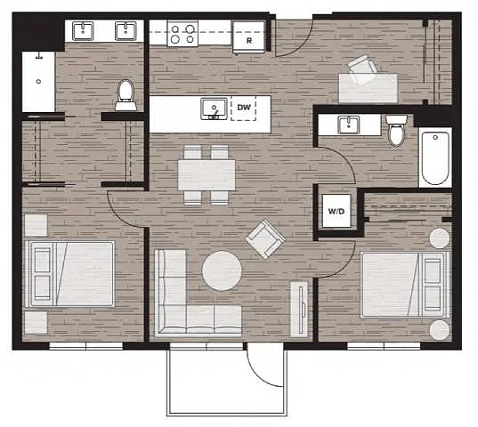 Floor plan 2D1 | Two Bedroom