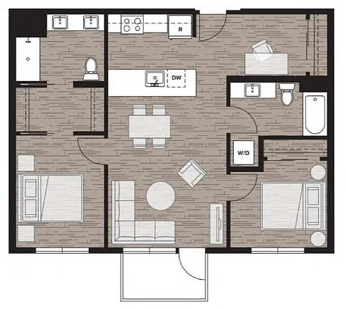 Floor plan 2D1 | Two Bedroom