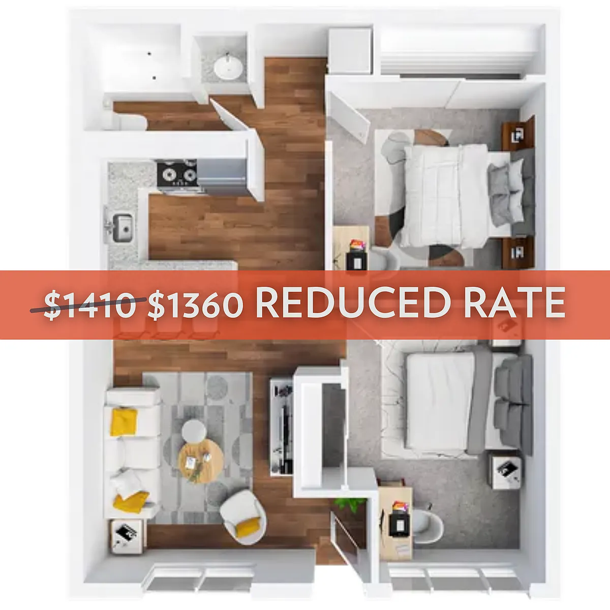 Floor plan 2BR/1BA - A