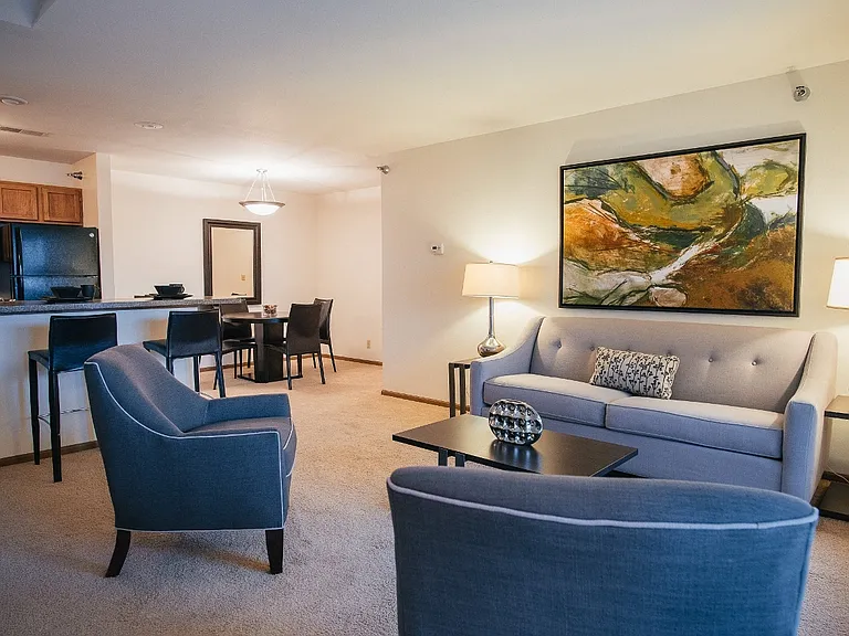 Living room and dining area