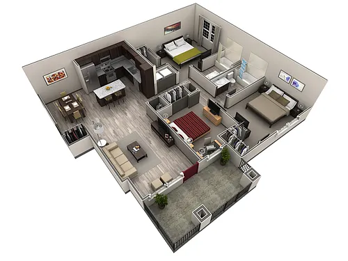 Floor plan 3 BR Grand Courtyard Garage