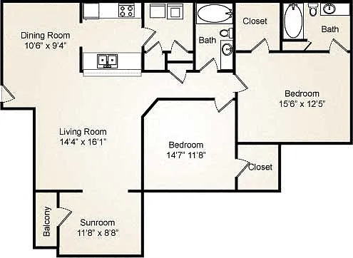 Floor plan B3 - Brighton with Sunroom