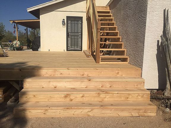 New exterior wooden deck