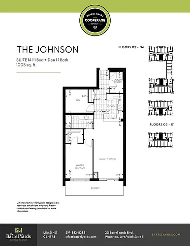 Floor plan 1 Bedroom + Den - The Johnson