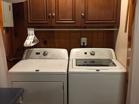 Laundry with curtains open