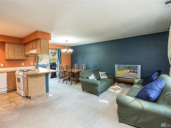 Spacious living room open to kitchen and dining