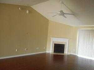 family room with fireplace