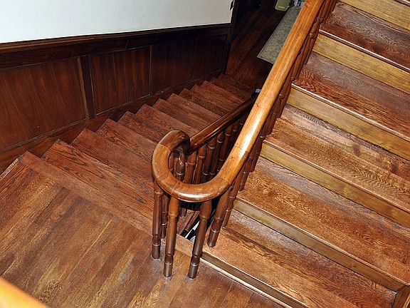 Black walnut stairs/wainscot