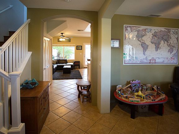 View from the front door. Office on the right.