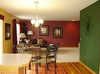Dining area between great room and kitchen.