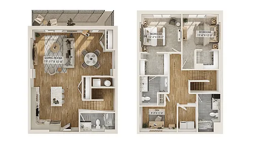 Floor plan 2 Bed/2 Bath Townhome-TH1