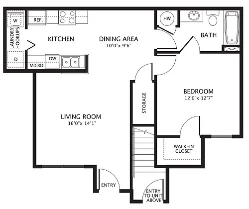 Floor plan Spring Haven - 1 Bedroom