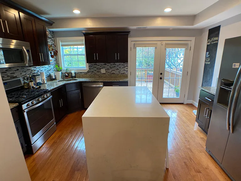 View of the kitchen to the back