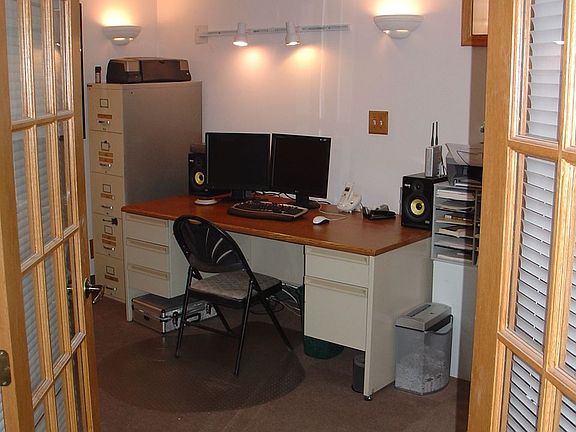 Home Office 10'X16" in the basement w/ beauitful french doors.