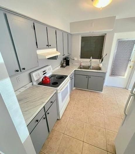 Good size kitchen with new counter top and double sink!