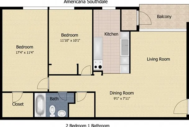 2 Bedroom 1 Bath Deluxe 2 Bedroom 1 Bath Deluxe