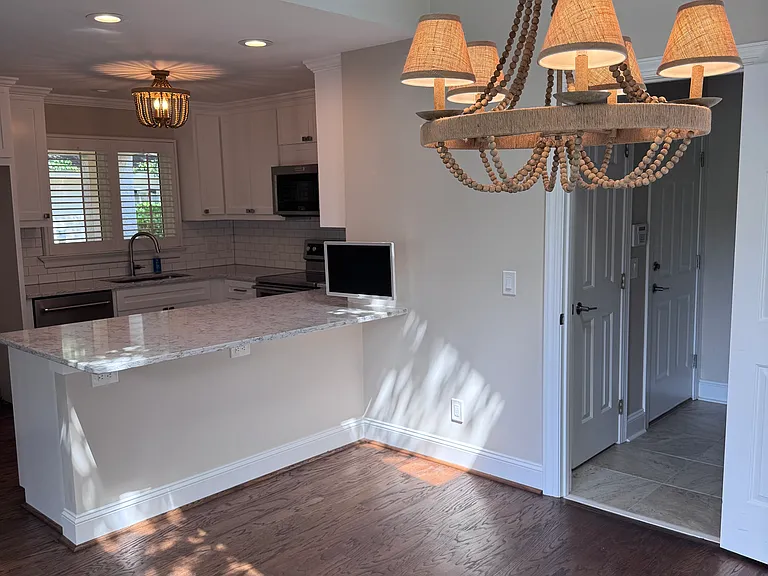 Kitchen dining space and breakfast bar.