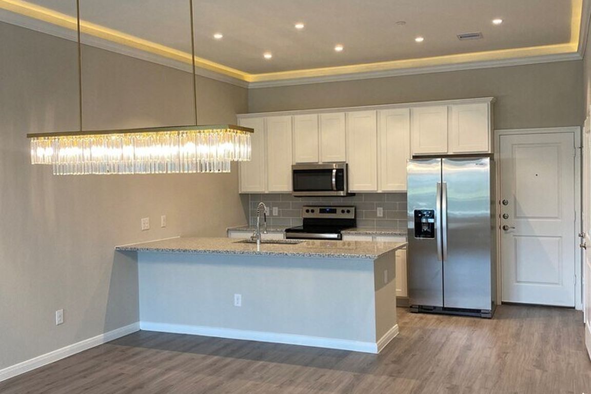 Dining room with chandelier